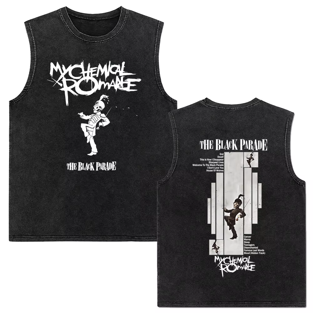 Mon Romance chimique l'album Black Parade Vintage lavé débardeurs hommes femmes Punk Emo Rock surdimensionné sans manches gilet t-shirts