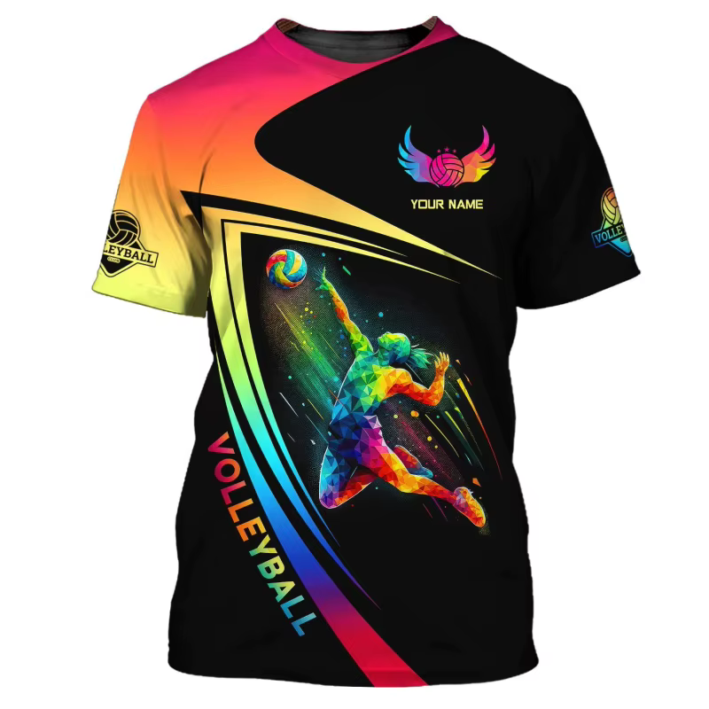 T-shirt de volley-ball avec nom personnalisé pour hommes et femmes