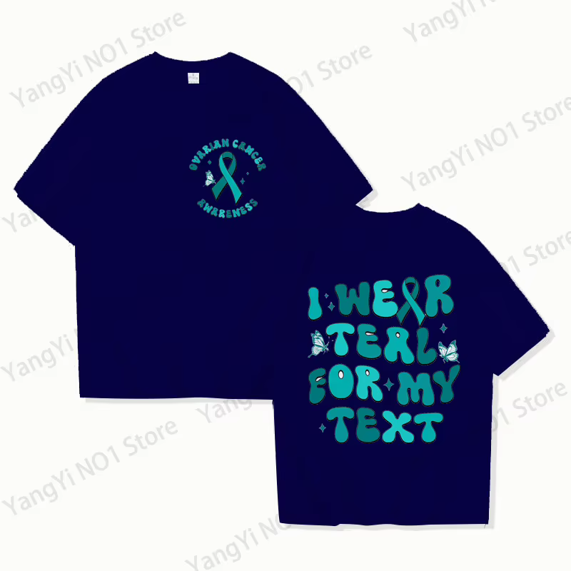 T-shirt de sensibilisation au cancer ovarien avec ruban turquoise – Je porte