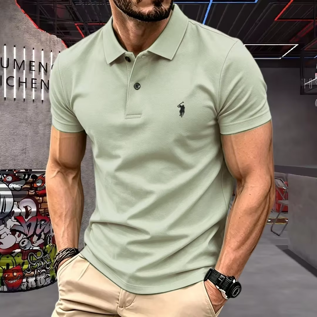 Polo Homme Haut de Gamme 2026 – 100% Fibre de Polyester – Broderie Poney Luxe Été 2026 – T-shirt Décontracté à Manches Courtes pour le Golf