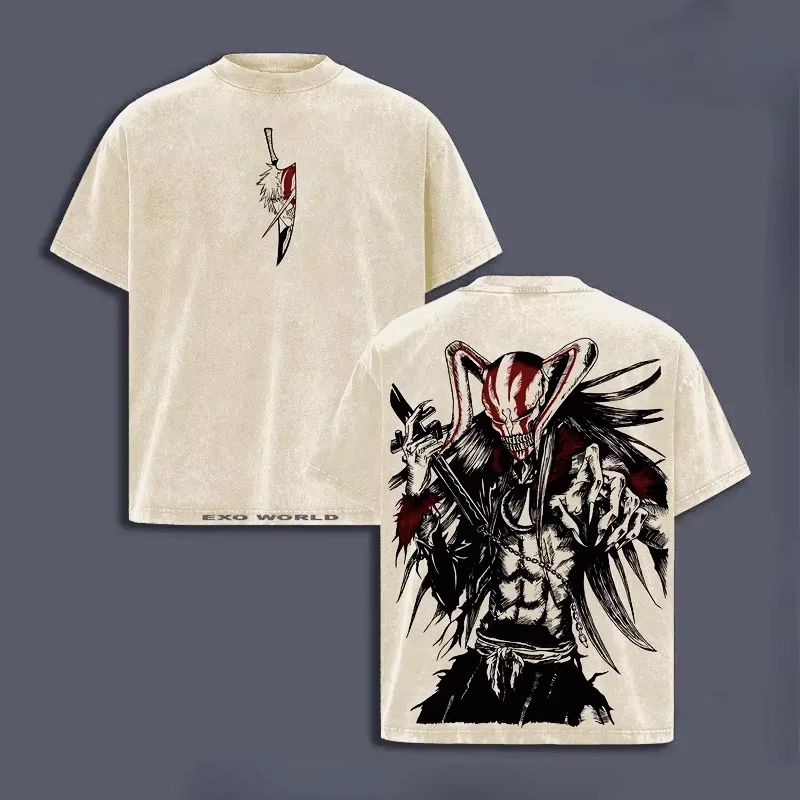 Kurosaki Ichigo BLEAC T-shirt vintage délavé surdimensionné pour hommes