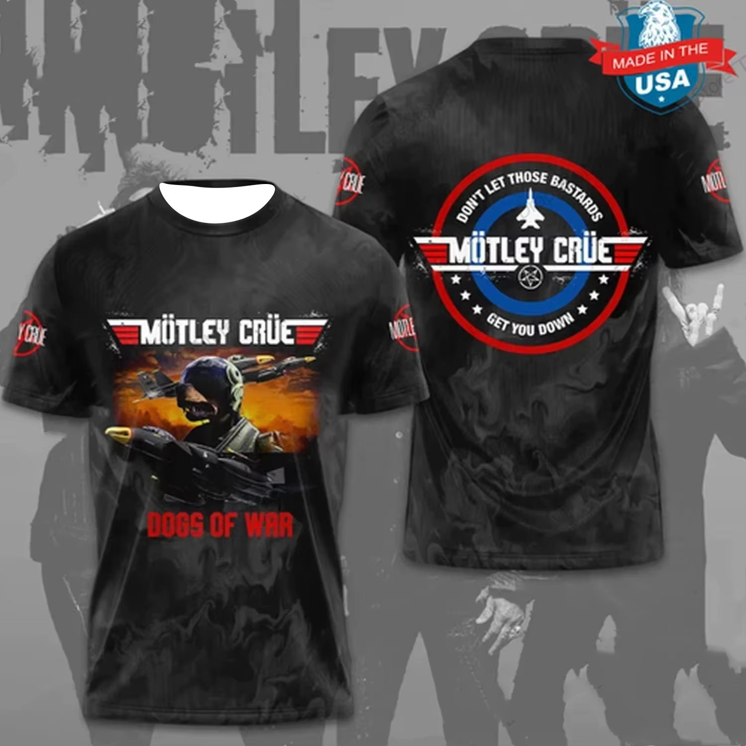 T-shirt imprimé 3D Rock Motley Crue Band pour homme et femme