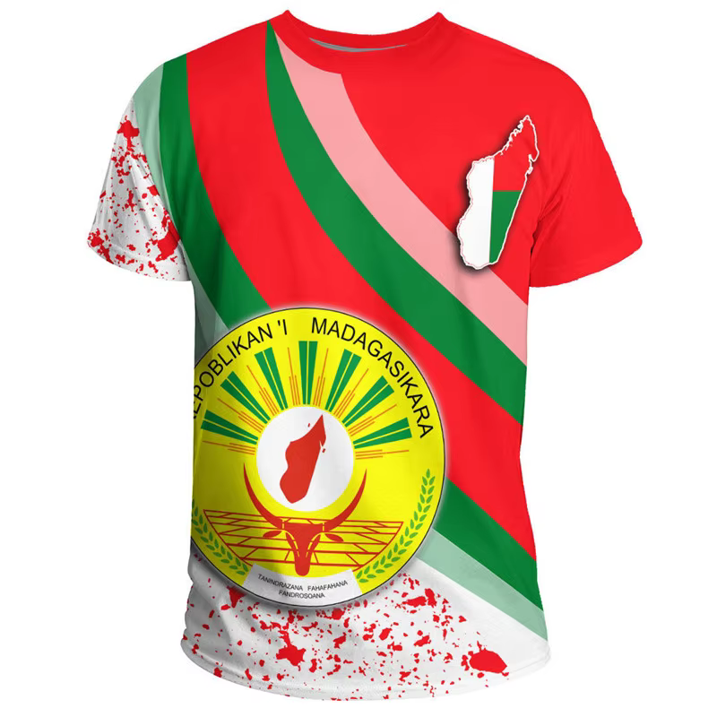 Nouveau drapeau de Madagascar graphique impression 3D T-shirts emblème national