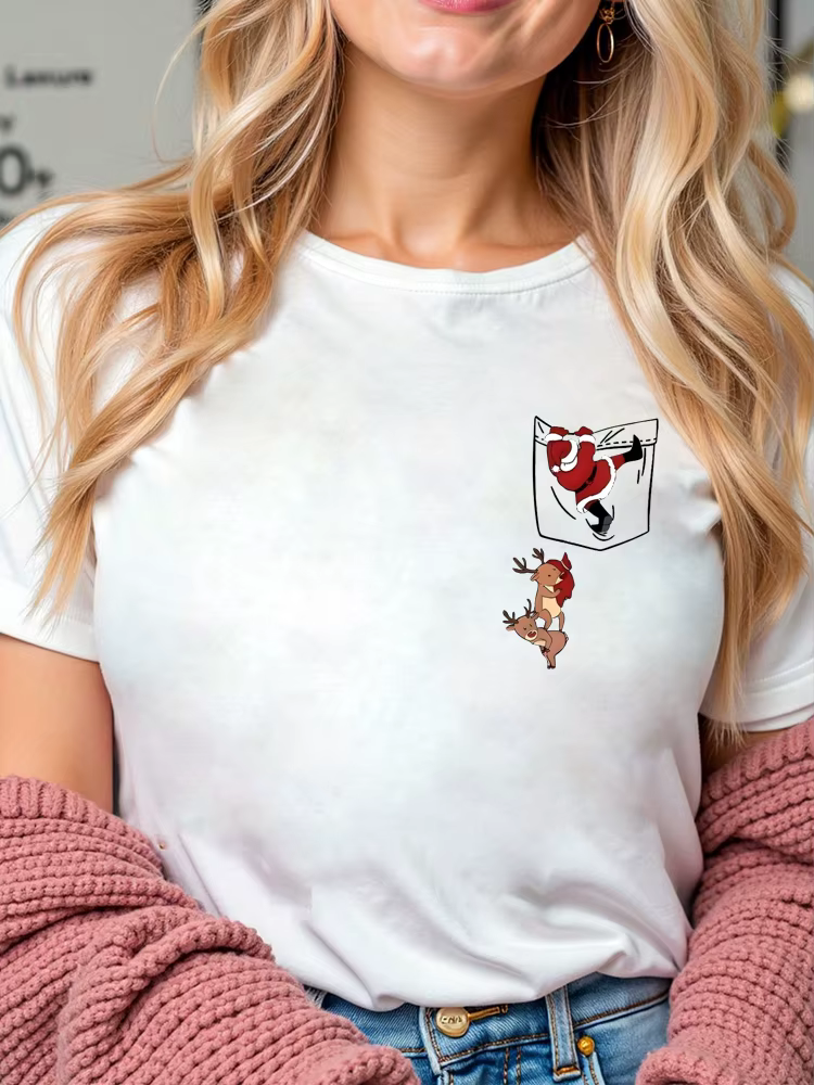 T-shirt imprimé joyeux Noël pour femme