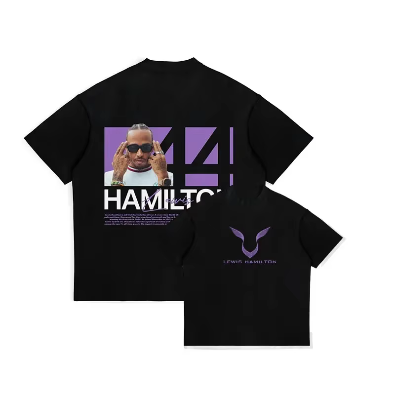 T-shirt de sport oversize pour homme été 2025 avec imprimé graphique Lewis Hamilton