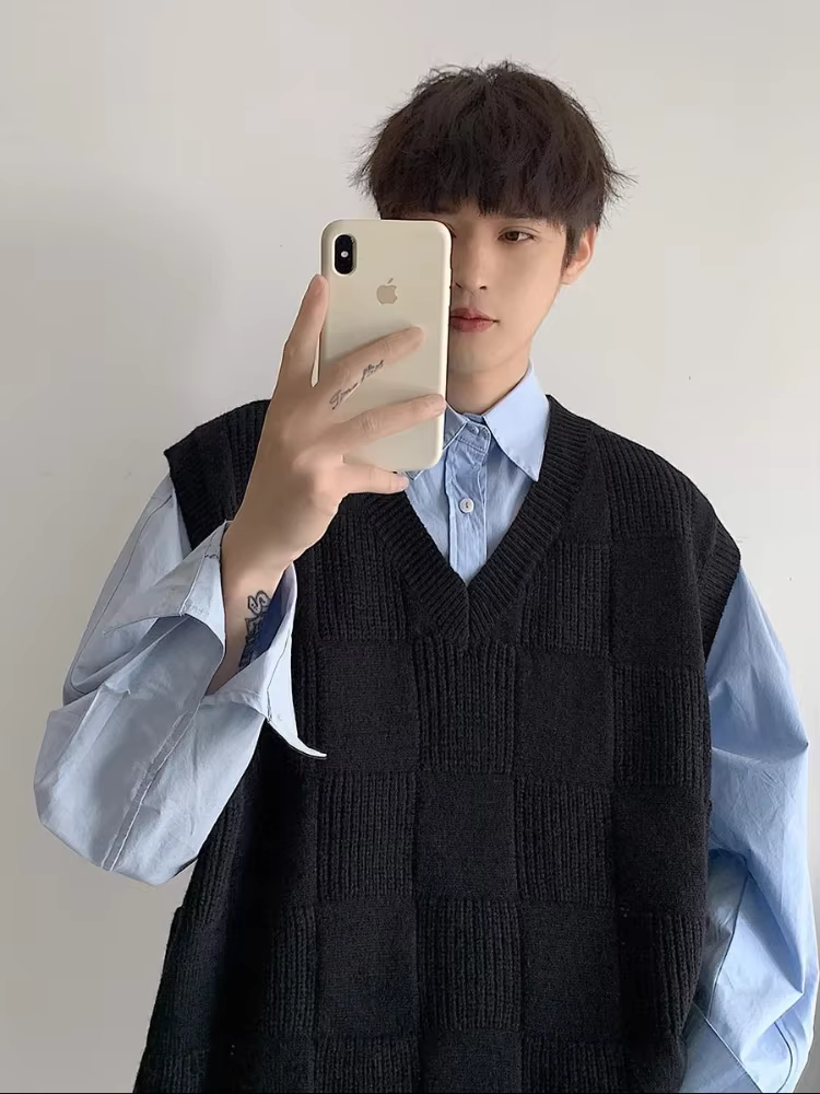 Chandails tricotés sans manches pour hommes