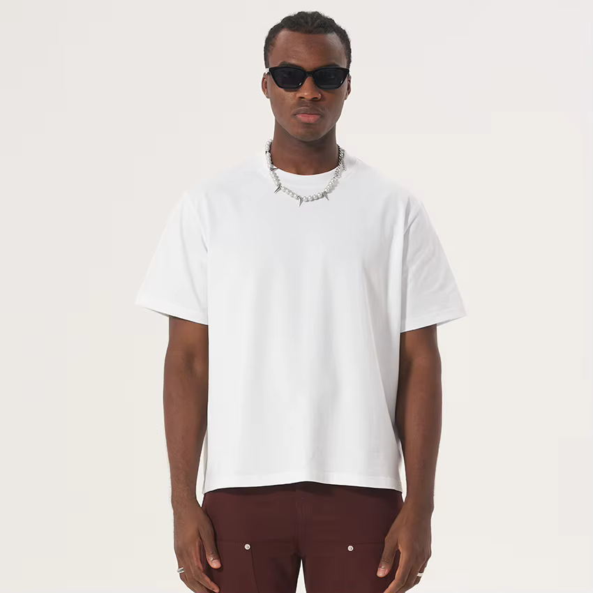 2025 nouveau Boxy Fit T-shirt à manches courtes hommes coton lourd épaule tombante