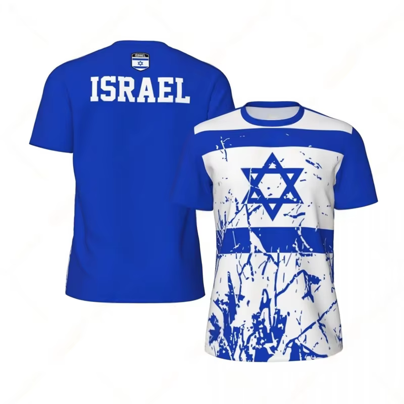 Mode Israël Drapeau Graphique Football T-shirts Pour Hommes Tendance D'été 3D Emblème National Imprimé