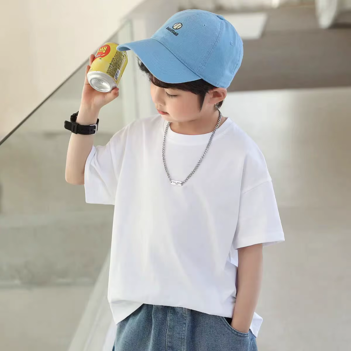 T-shirt d'été en coton doux pour garçons