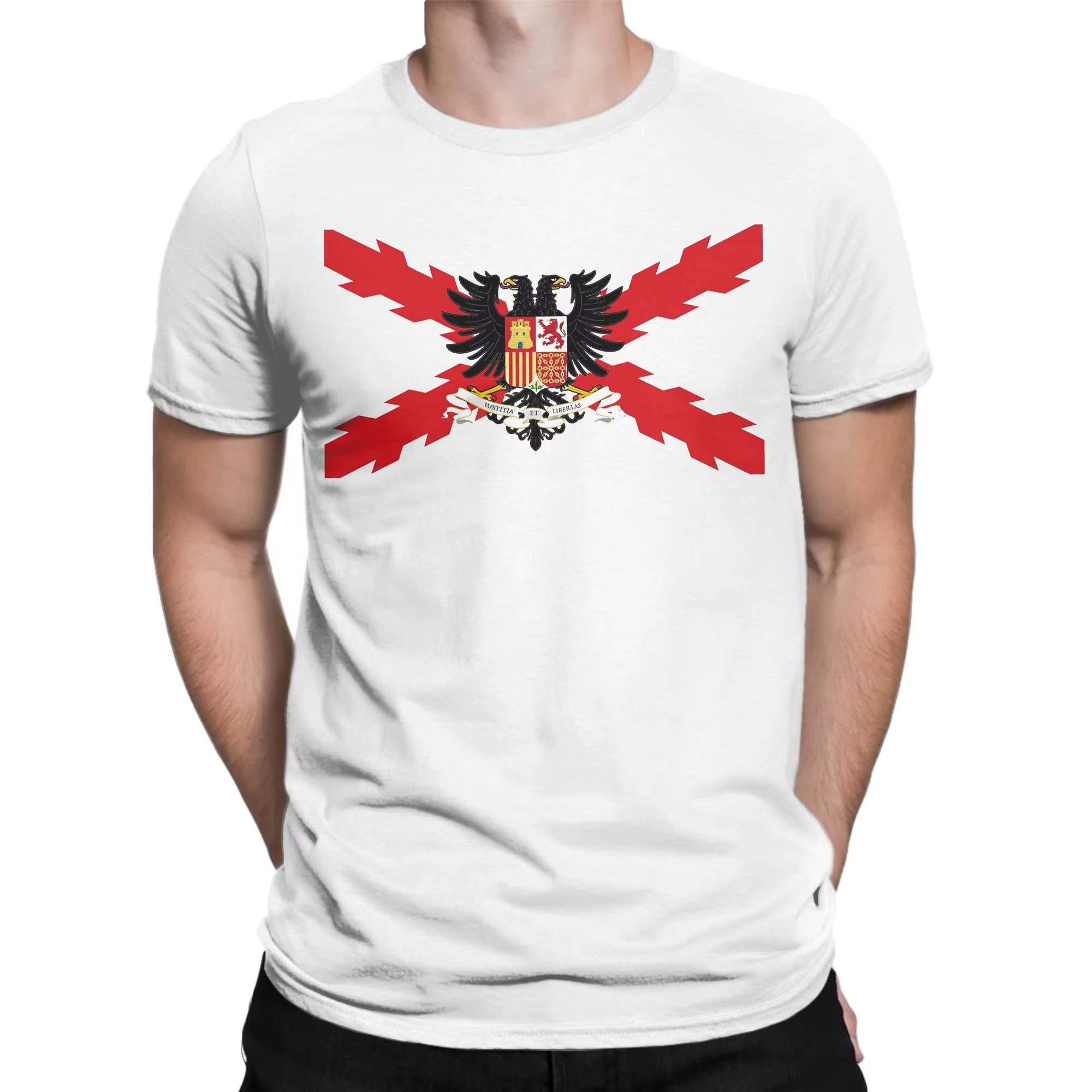 T-shirt en coton à col rond avec croix de Bourgogne espagnole