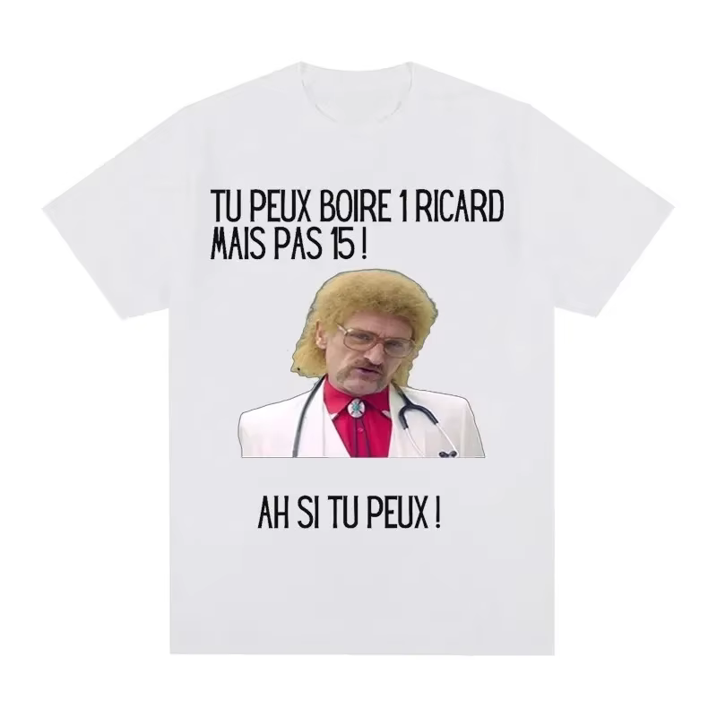 T-shirt en coton drôle imprimé vous pouvez boire un Ricard mais pas 15 graphique noir classique hauts été à manches courtes Premium t-shirts
