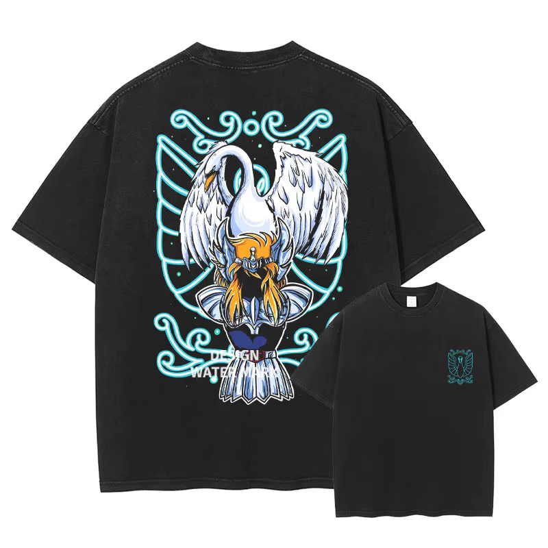 Anime Saint Seiya T-shirt zodiaque doré Shaka Saga Muu Shun Vintage lavé hauts t-shirts surdimensionné à manches courtes