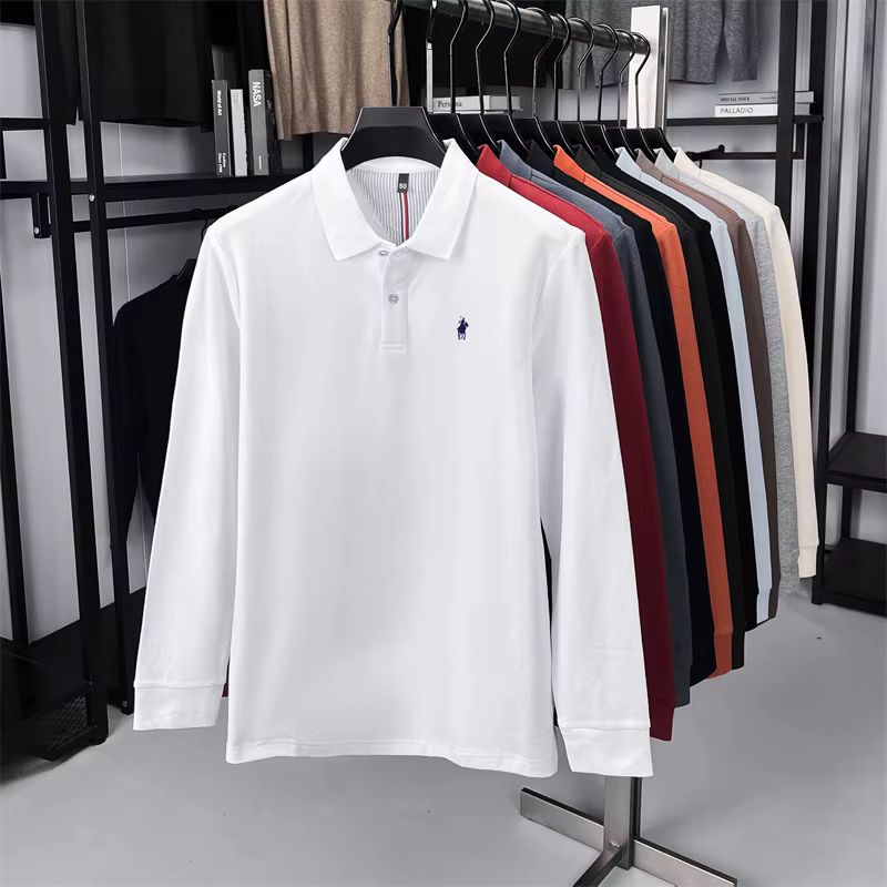 100% coton marque haut de gamme à manches longues polo shirt nouveau Paul Pony brodé luxe confortable hommes d'affaires