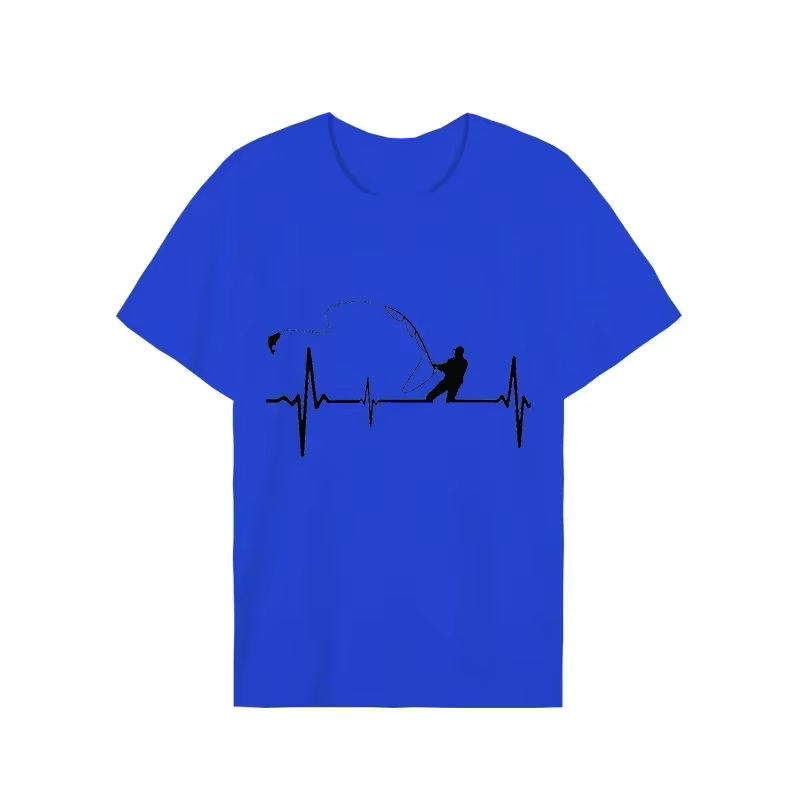 T-shirts pour hommes pêche à la mouche battement de coeur impulsion impression chemise drôle à manches courtes