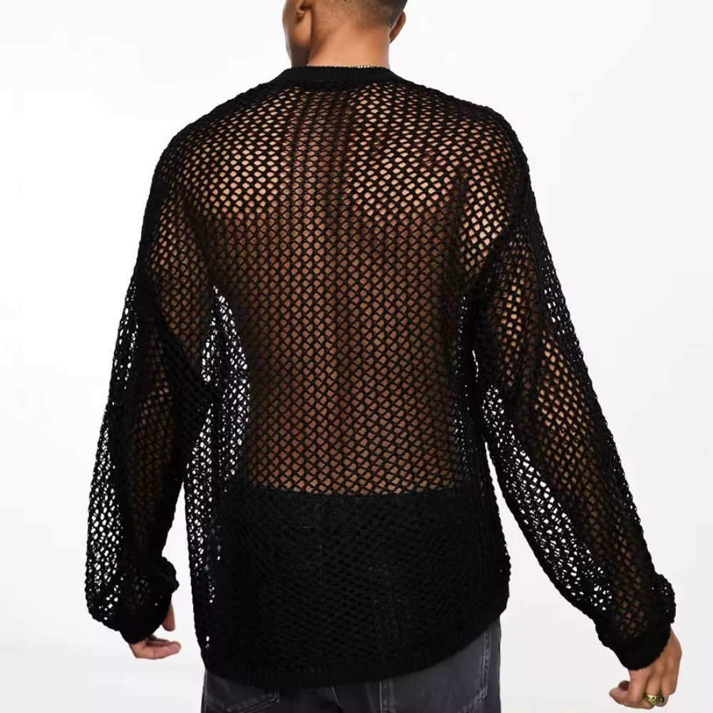 T-shirt à manches longues en maille pour hommes