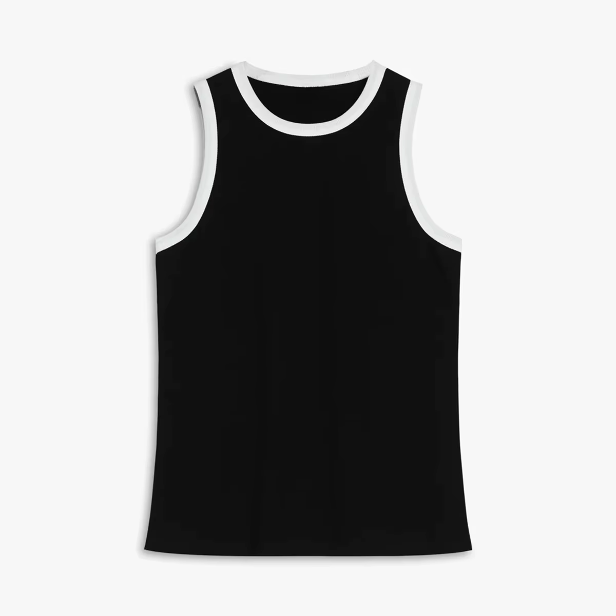 Débardeur côtelé sport pour femme - T-shirt sans manches à bordure contrastante