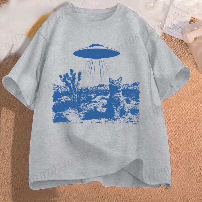 T-shirt graphique drôle avec motif de chat