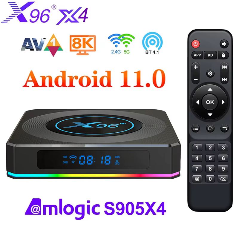 Android 11 TV BOX X96 X4 Amlogic S905X4 Smart 4K 8K 5G double Wifi BT HD 4G 64G 32G AV1 RGB lecteur multimédia décodeur TVBOX