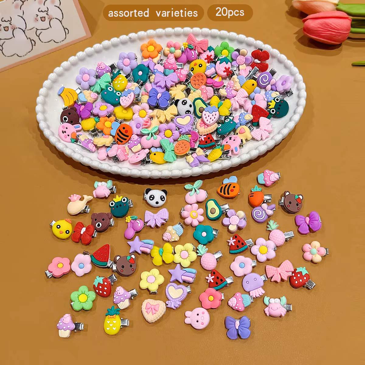 20 pinces à cheveux mignonnes de dessin animé aléatoires adaptées aux accessoires