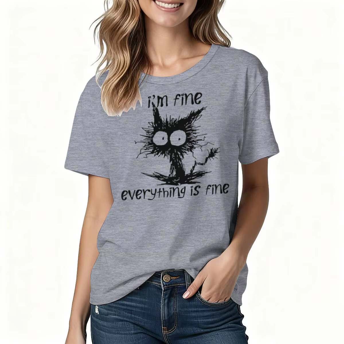 T-shirt humoristique à motif de chat