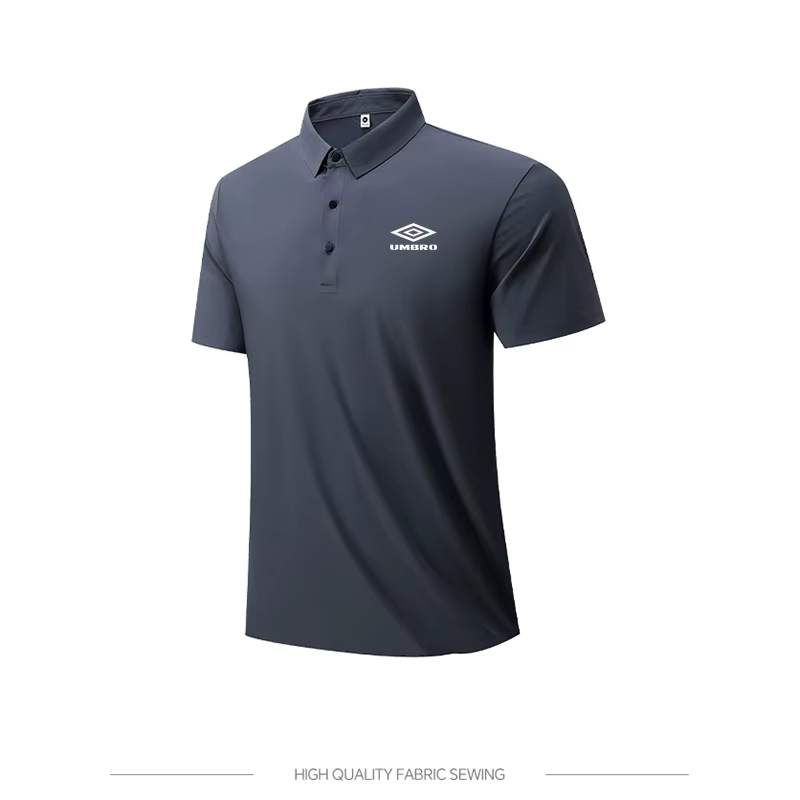 Polo UMBRO pour homme, été, sans couture, en soie glacée, séchage rapide, manches courtes, col classique, t-shirt décontracté pour le fitness et respirant