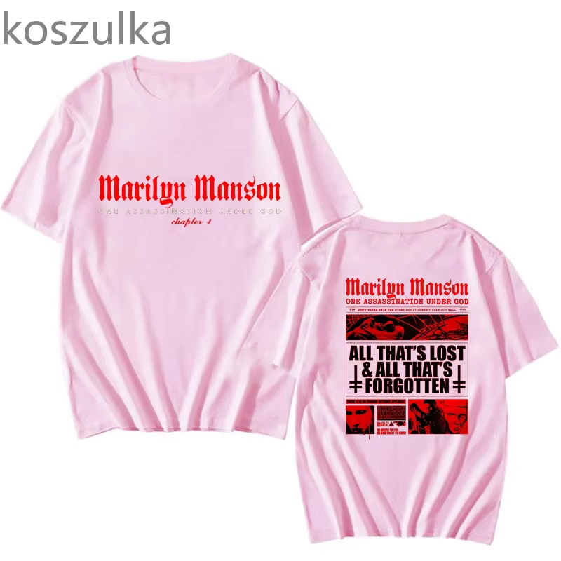 Marilyn Manson T-shirt homme femmes Harajuku col rond été décontracté pur coton mode esthétique unisexe à manches courtes haut