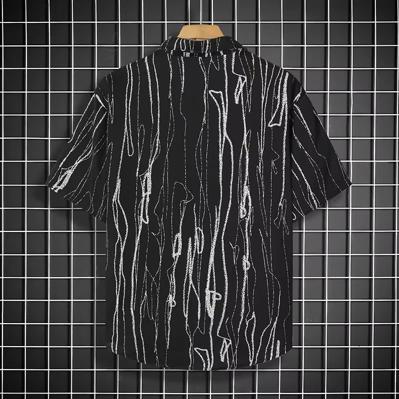 Chemise noire à manches courtes pour hommes