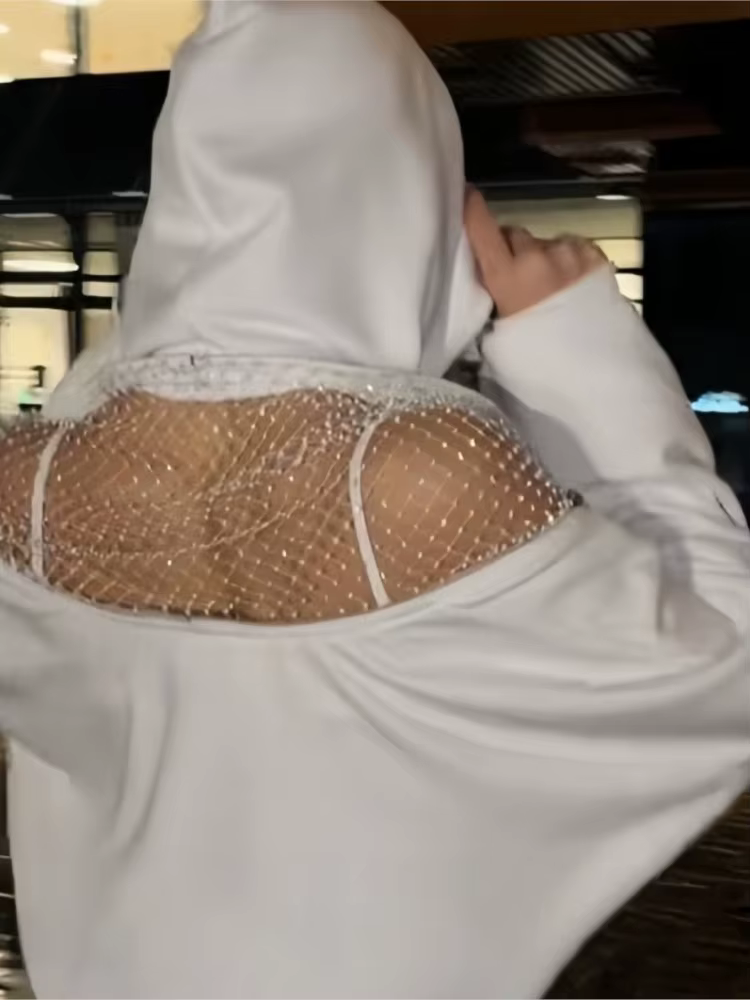 Sweat à capuche ajouré dos nu pour femmes