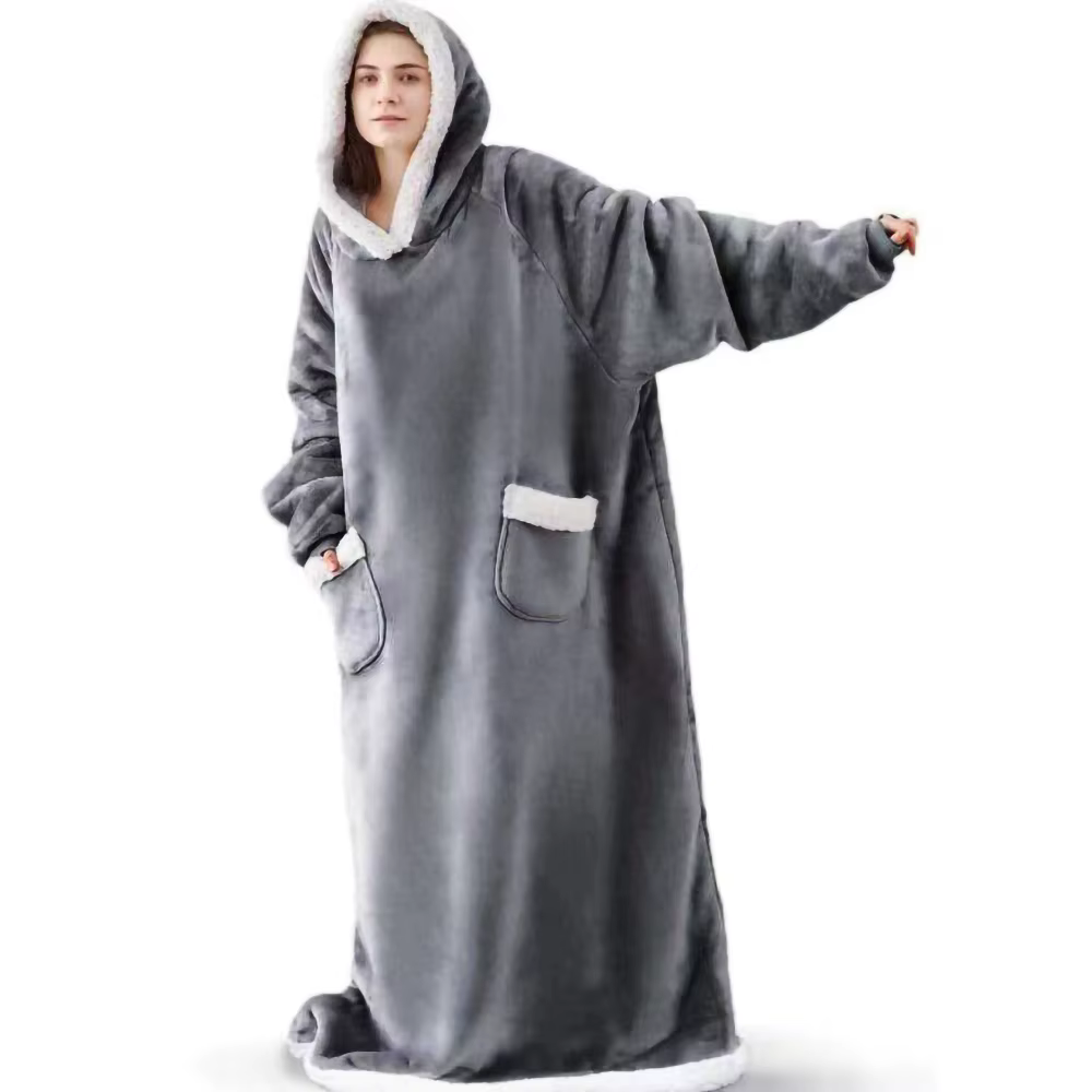 180 cm de Long couverture d'hiver avec manches en peluche polaire portable canapé