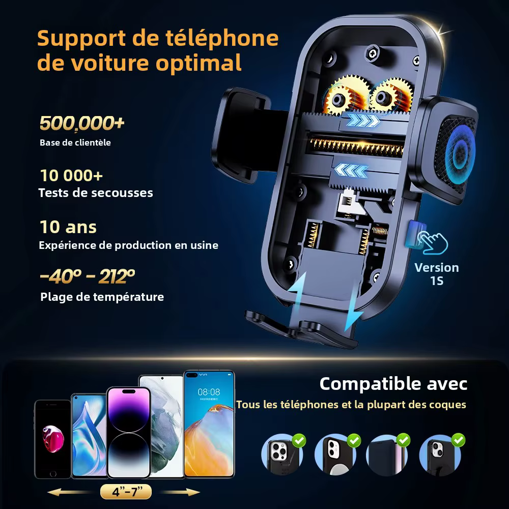 TOPK – support de téléphone portable universel pour tableau de bord, fixation facile par clip, support d'affichage GPS, pour IPhone, Samsung, Xiaomi
