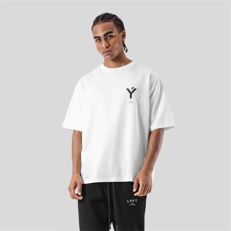 LYFT ONE POINT Y imprimer grand T-shirt hommes course sport gymnase Fitness entraînement surdimensionné