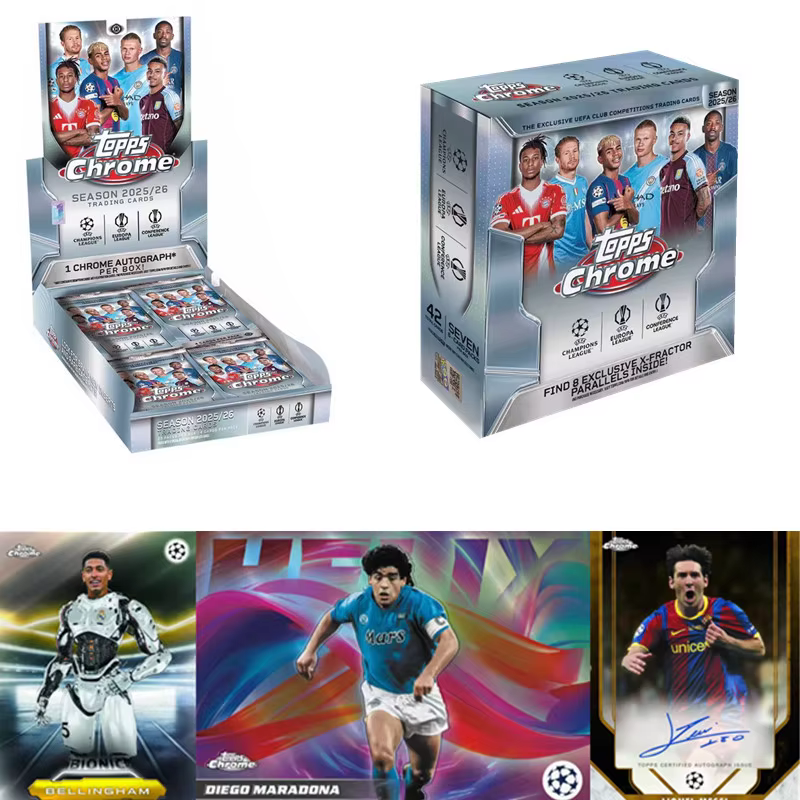 Carte de collection signature TOPPS Chrome UEFA Champions League 2025-26 : Star de football de l'année – Cadeau de Noël