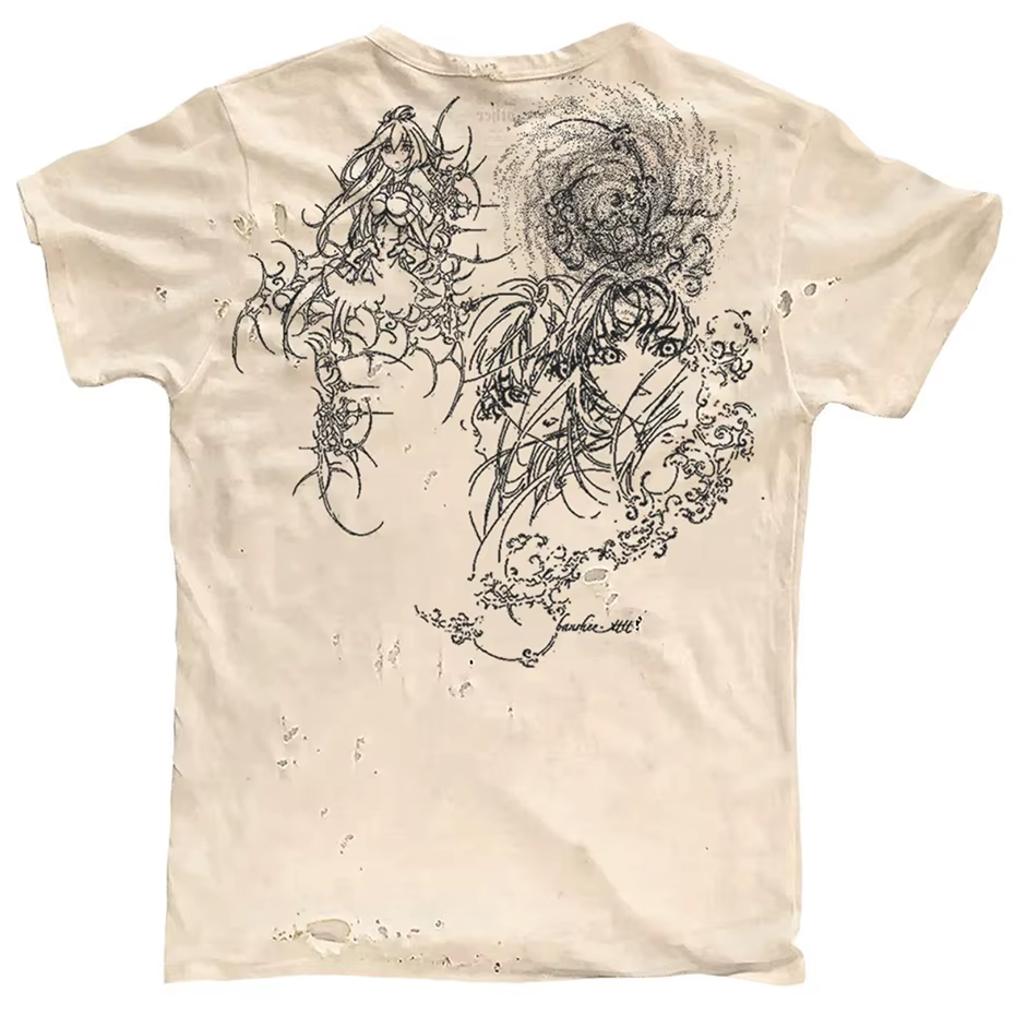 T-shirts graphiques déchirés hommes T-shirt Vintage été décontracté