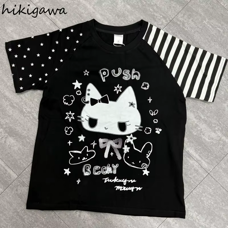 Hauts surdimensionnés T-shirts japonais 2025 femmes vêtements été Camisetas décontracté mode Y2k