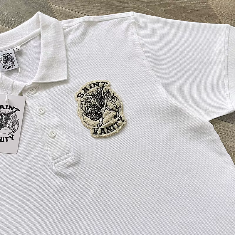 Polo décontracté en coton à manches courtes SAINT VANITY avec imprimé lettres simple