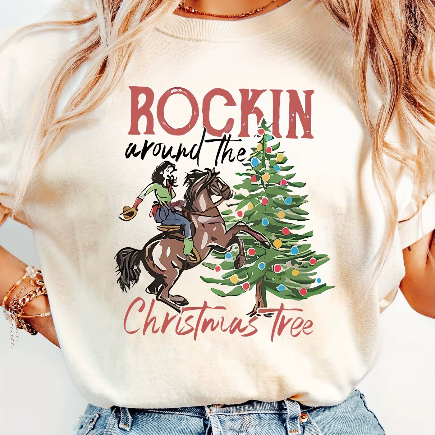 T-shirt graphique Rockin' Around the Christmas Tree pour femme