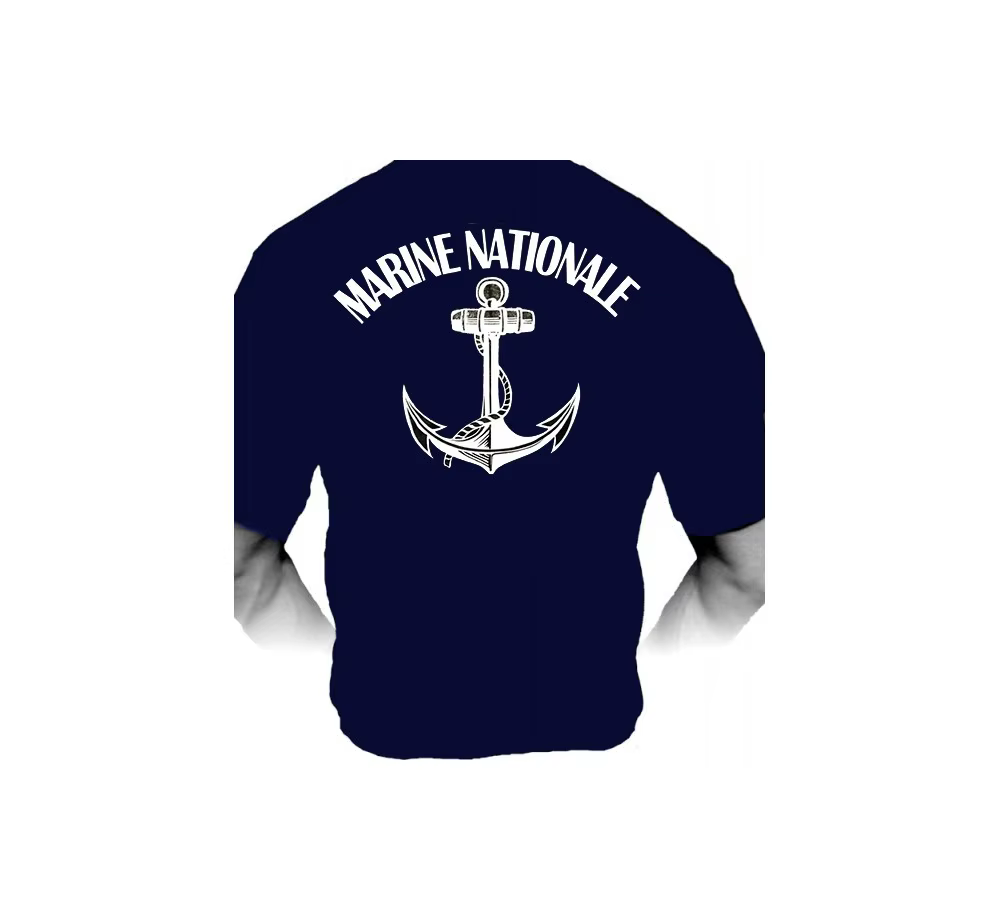 France Marine Nationale armée hommes T-Shirt à manches courtes décontracté 100% coton chemise