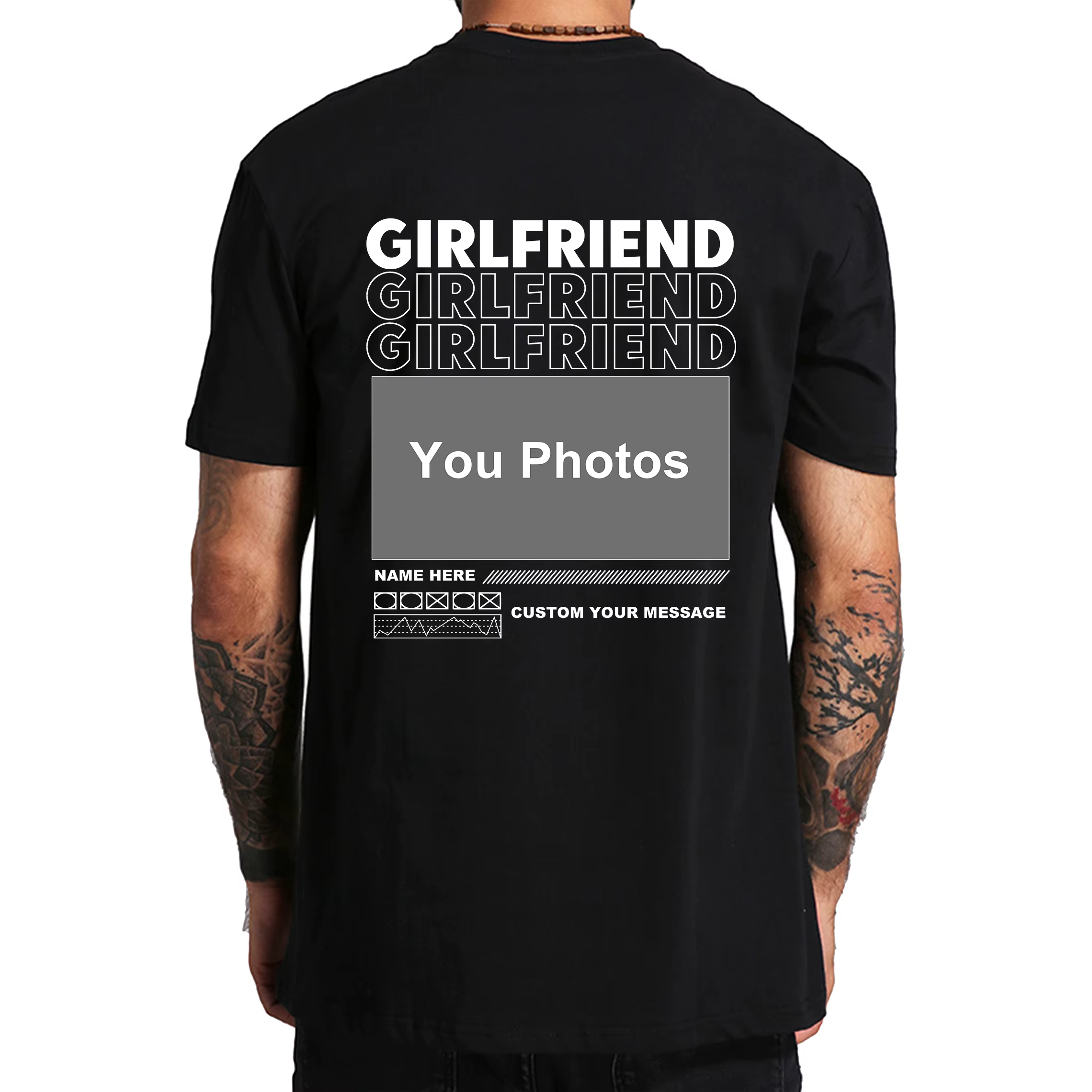 T-shirt en coton doux avec photo personnalisée pour homme