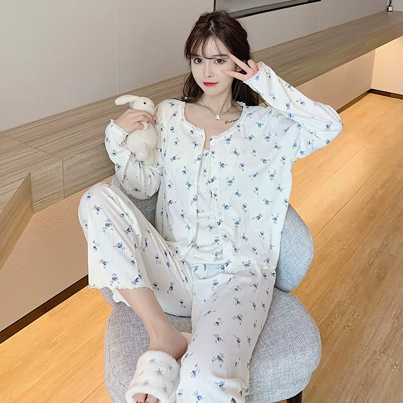 Pyjama trois pièces en coton pour femmes