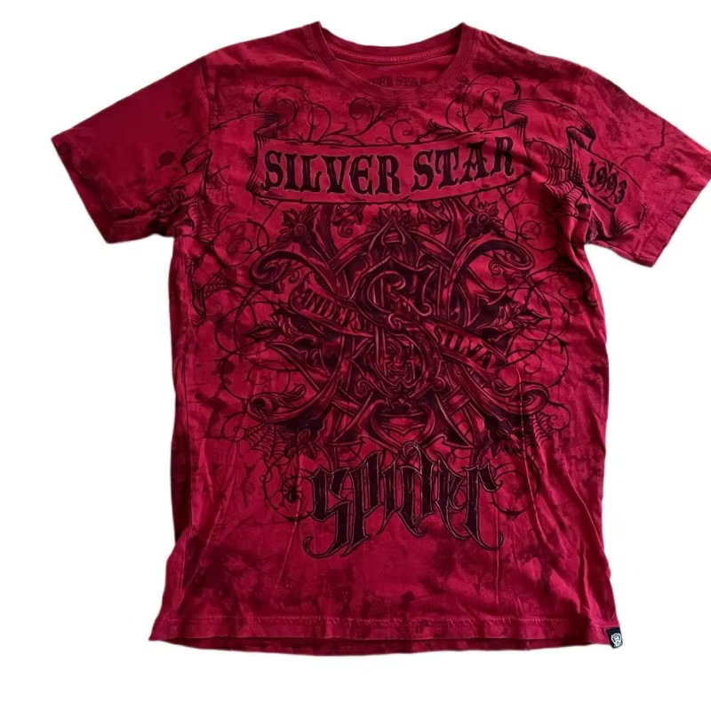 Silver Star Y2K Dark Heavy Metal t-shirt unisexe Punk Streetwear surdimensionné Graffiti gothique Design nouveau haut