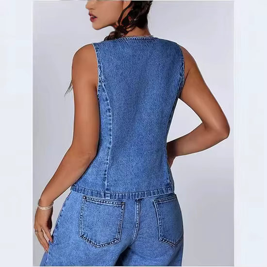 Nouveau Gilet en Jean Printemps-Été 2026 – Top Sans Manches Tendance pour Femme