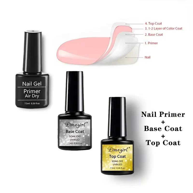 Ensemble de 2/3 pièces couche de Base et couche de Base UV/LED couche transparente semi-permanente vernis à ongles Gel, Kit d'art des ongles pour tout le monde