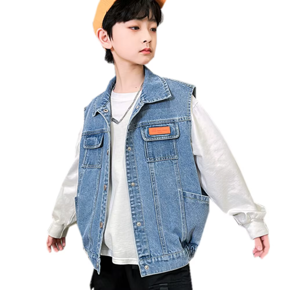 Adolescents garçons bleu Denim gilet enfants vêtements printemps automne décontracté jean sans manches veste