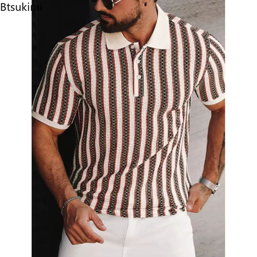Polo tricoté pour hommes à manches courtes