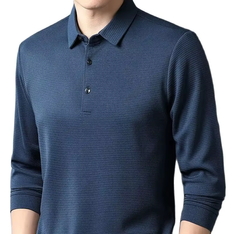 SHiONFA-T-shirt à manches longues gaufré pour hommes