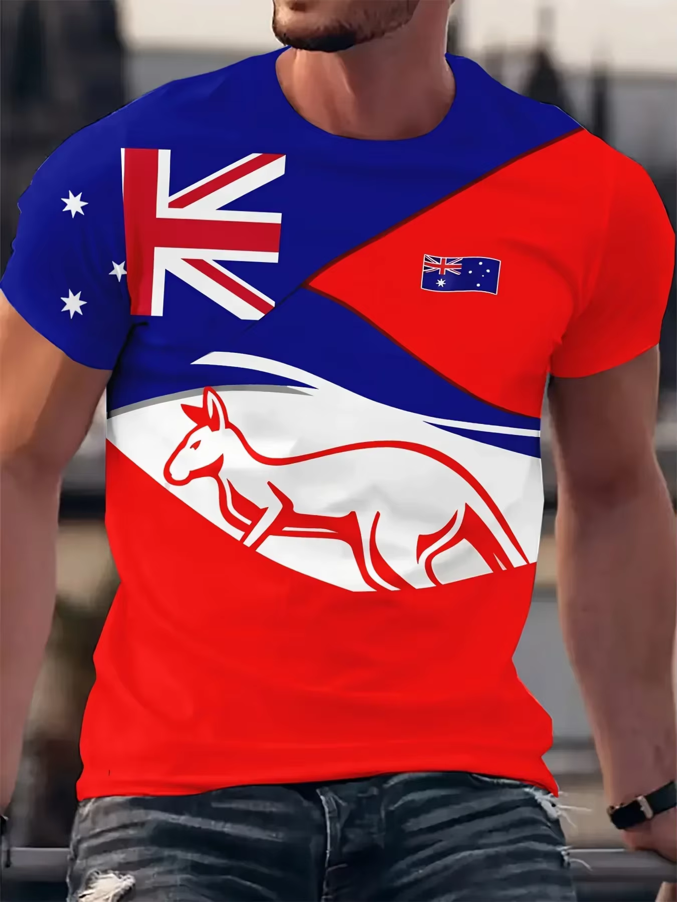 T-Shirt homme drapeau australien kangourou graphique 3D imprimé T-shirts décontracté à manches courtes