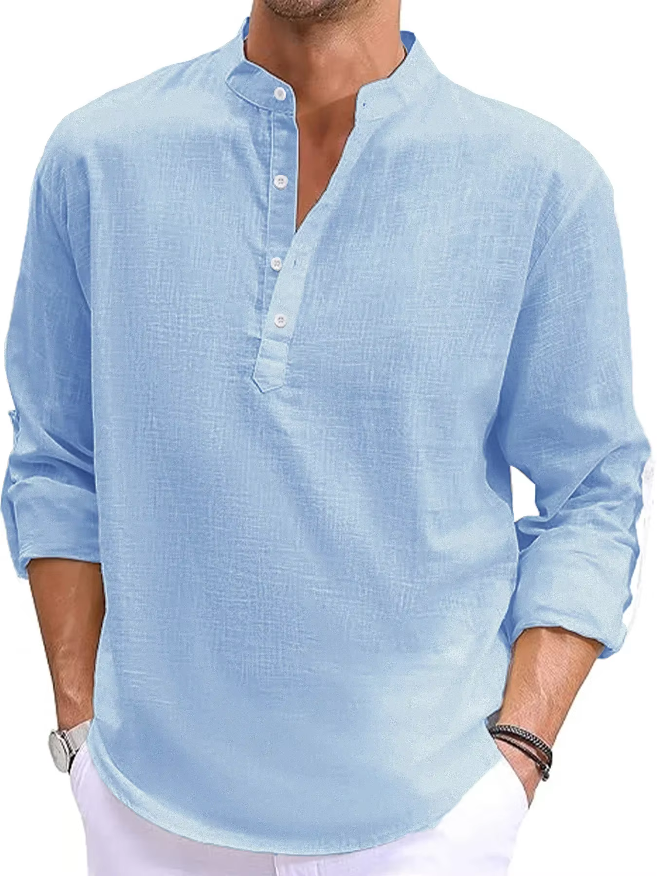 T-shirt à manches longues en lin pour hommes