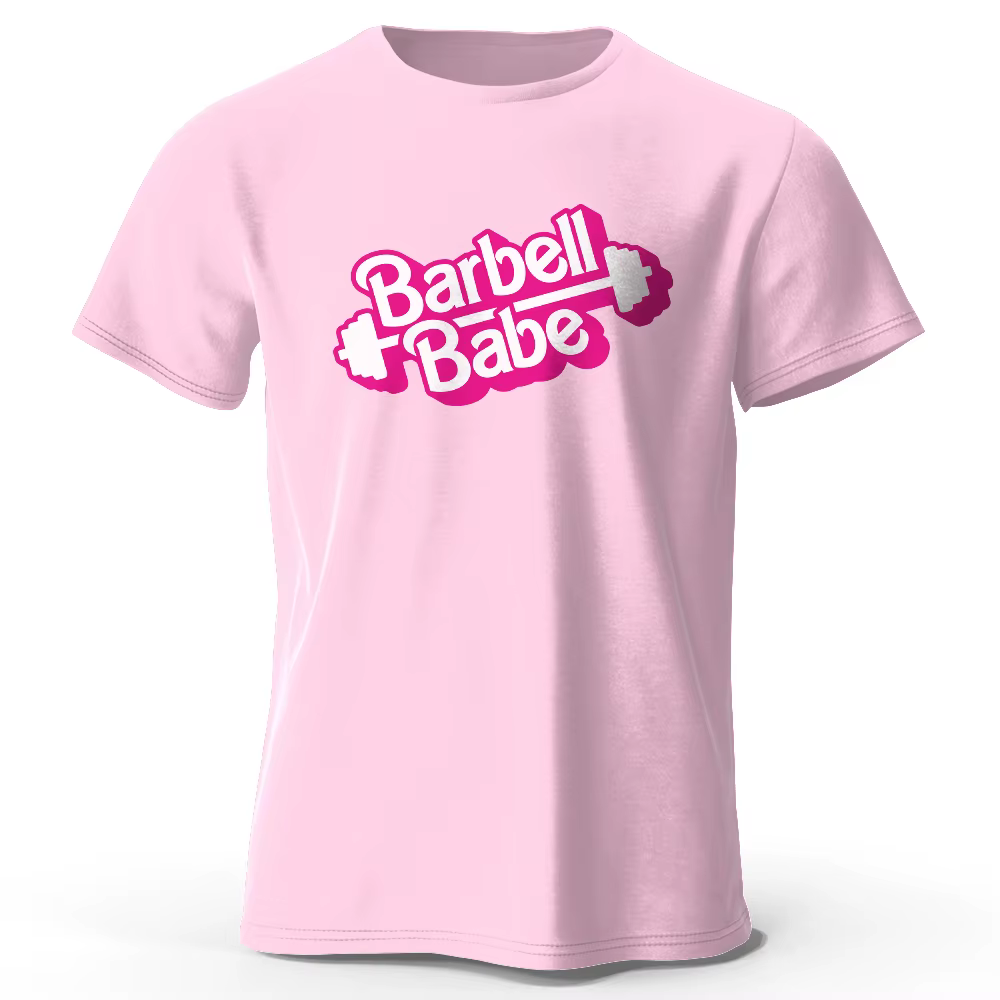 T-shirt imprimé de gym rose pour hommes et femmes