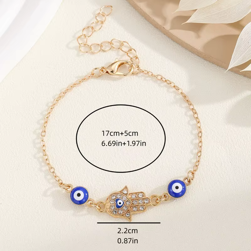 Bijoux tendance à la mode bleu mauvais œil Bracelet pour femmes couleur or réglable chanceux chaîne Zircon