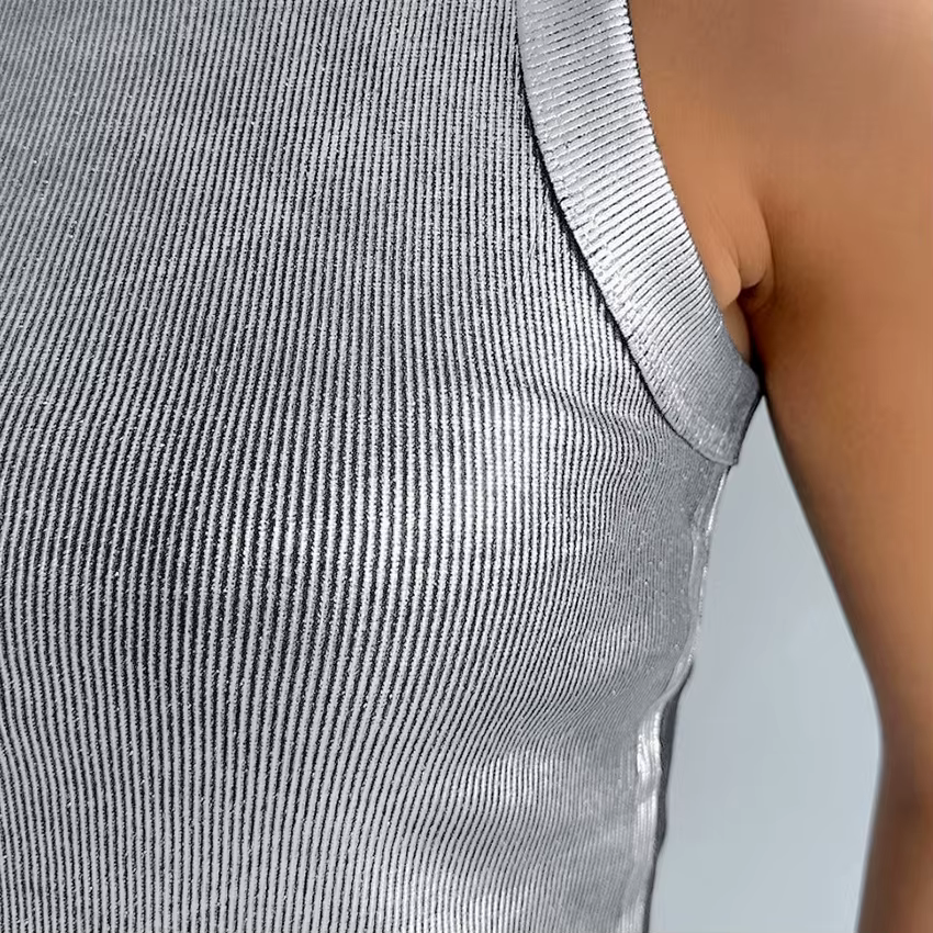 Débardeur en tricot argenté pour femme